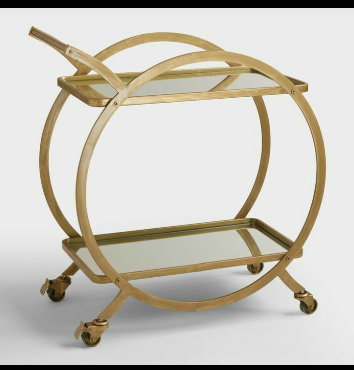 2-Tier Round Gold Metal Bar Cart AH-147 Moradabad